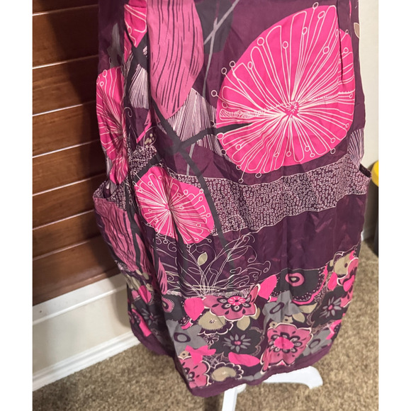 White Stuff Mini Dress Purple Floral Silk blend sleeveless sz 10 Boho lace trim - Picture 3 of 9